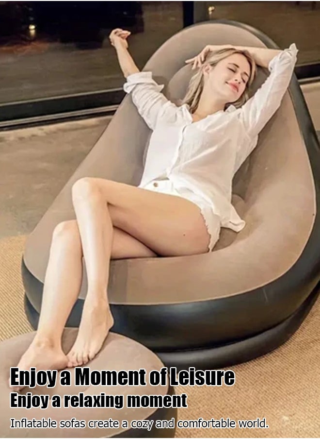 ماركة غير محددة أريكة لينة، ريكة قابلة للطي، سرير أريكة قابل للنفخ في الهواء الطلق، أريكة قابلة للنفخ مصنوعة من PVC، مع مضخة للقدم  - Image 4