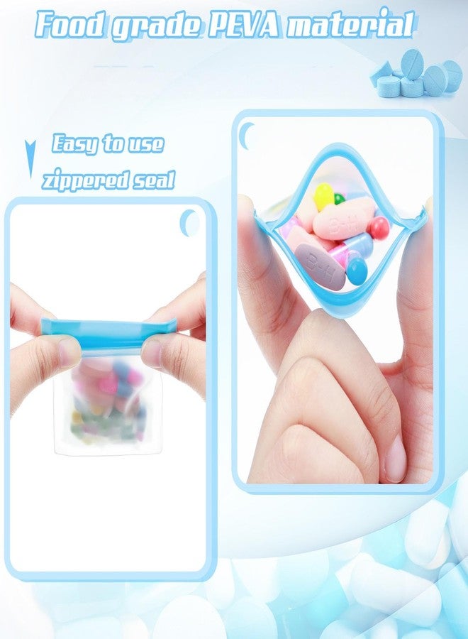 Demissle Pill Pouch Bags Pack of 21 4" x 3" Zipper Pill and Vitamin Organizer Pouches with Slide Lock for Travel Medicine Reusable Pill Storage Pouches Bags Clear, 7 Colors for Week - Image 3