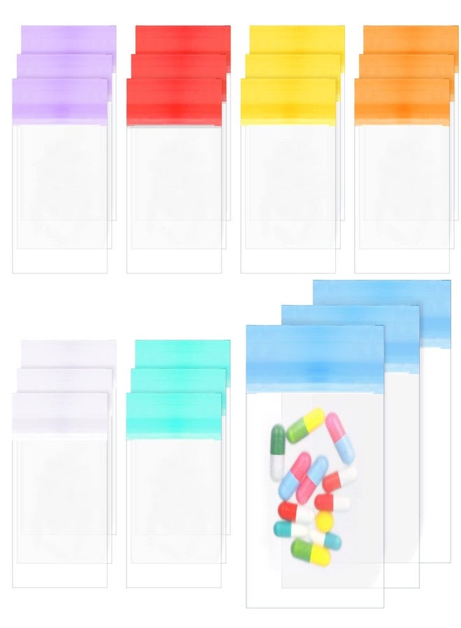 Demissle Pill Pouch Bags Pack of 21 4" x 3" Zipper Pill and Vitamin Organizer Pouches with Slide Lock for Travel Medicine Reusable Pill Storage Pouches Bags Clear, 7 Colors for Week - Image 1
