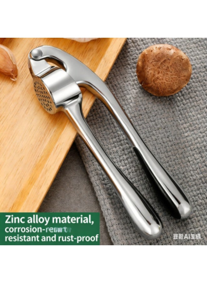 Garlic Press and Peel Set, Heavy Duty Mincer Tool, Large Ergonomic Handle, Easily Mince and Crush Garlics, Ginger, Nuts, Seeds, Peeler Included, Peeling Cloves, Kitchen Gadgets, Black - Image 2