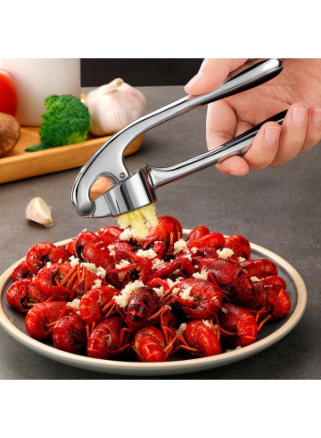 Garlic Press and Peel Set, Heavy Duty Mincer Tool, Large Ergonomic Handle, Easily Mince and Crush Garlics, Ginger, Nuts, Seeds, Peeler Included, Peeling Cloves, Kitchen Gadgets, Black - Image 3