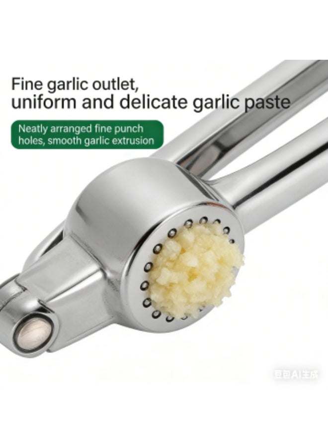 Garlic Press and Peel Set, Heavy Duty Mincer Tool, Large Ergonomic Handle, Easily Mince and Crush Garlics, Ginger, Nuts, Seeds, Peeler Included, Peeling Cloves, Kitchen Gadgets, Black - Image 4