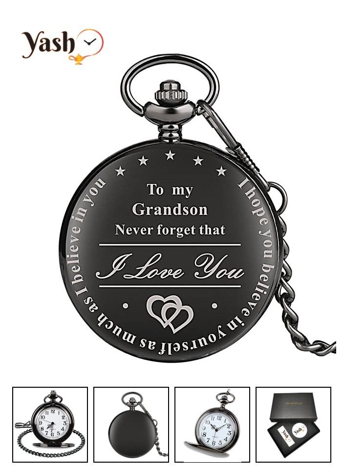 YASH Yash Retro Style I Love You Quartz Pocket Watch For Husband Wife Mom Dad Son Daughter Teacher With Chain And Yash Packaging  - Image 1