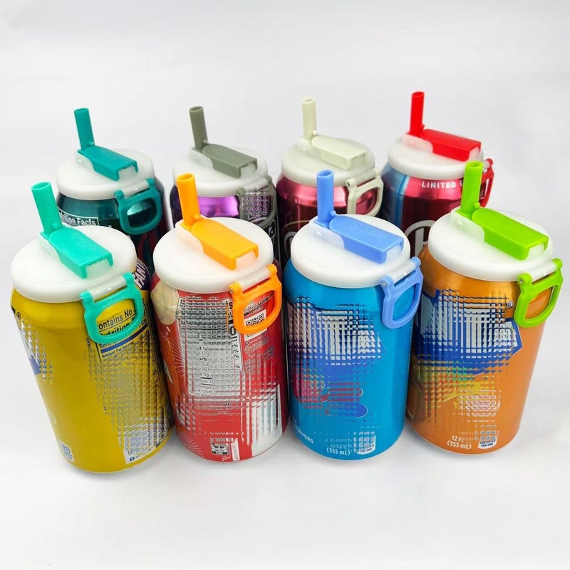 DIPESI 4 Pack Reusable Soda Can Lids with Silicone Straws â€“ BPA-Free, Airtight Seal, Spill-Proof, Easy to Use, Fits Standard 12oz & 16oz Cans(Clear) - Image 4