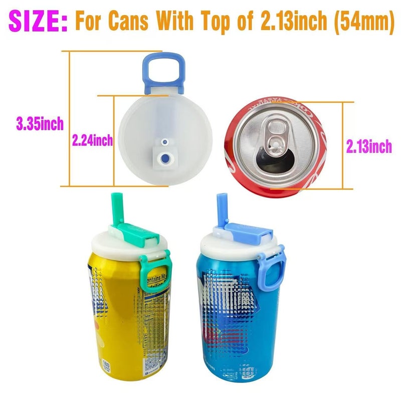 DIPESI 4 Pack Reusable Soda Can Lids with Silicone Straws â€“ BPA-Free, Airtight Seal, Spill-Proof, Easy to Use, Fits Standard 12oz & 16oz Cans(Clear) - Image 2
