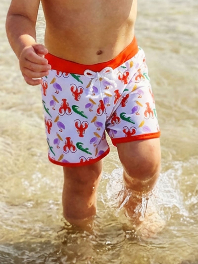 Toddler Baby Boy Swim Trunks Shark/Tree/Lobster Print Elastic Waist Swimming Shorts for Pool Beach - Image 2