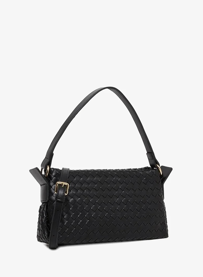 Styli Styli Black Woven Baguette Bag