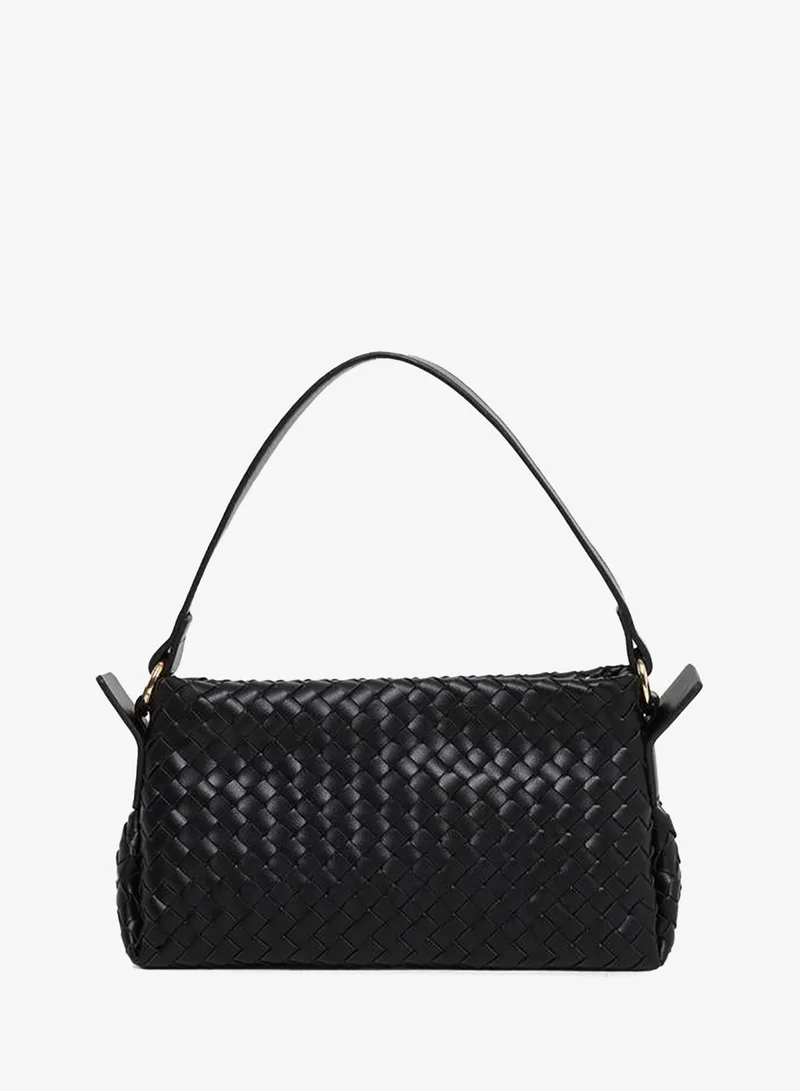Styli Styli Black Woven Baguette Bag
