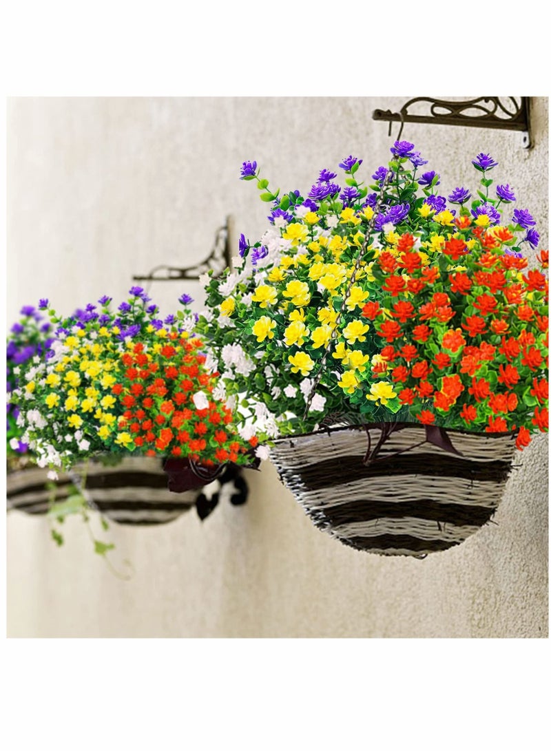 كاست ويف زهور بلاستيكية فو ، أزهار صناعية من خشب البقس في الهواء الطلق مقاومة للأشعة فوق البنفسجية ، زهور وهمية ، نباتات شجيرات خضراء للداخل والخارج ، صندوق نافذة حديقة المنزل ، ديكور صيفي (8 قطع ألوان) - Image 5