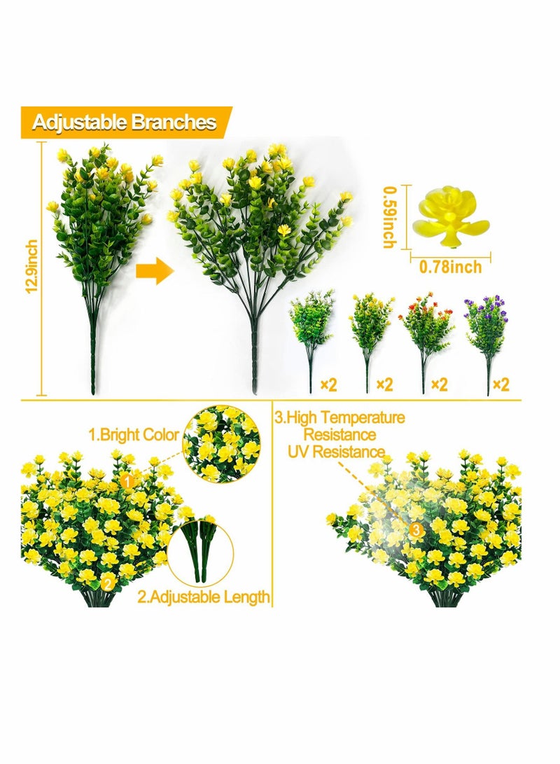 كاست ويف زهور بلاستيكية فو ، أزهار صناعية من خشب البقس في الهواء الطلق مقاومة للأشعة فوق البنفسجية ، زهور وهمية ، نباتات شجيرات خضراء للداخل والخارج ، صندوق نافذة حديقة المنزل ، ديكور صيفي (8 قطع ألوان) - Image 3