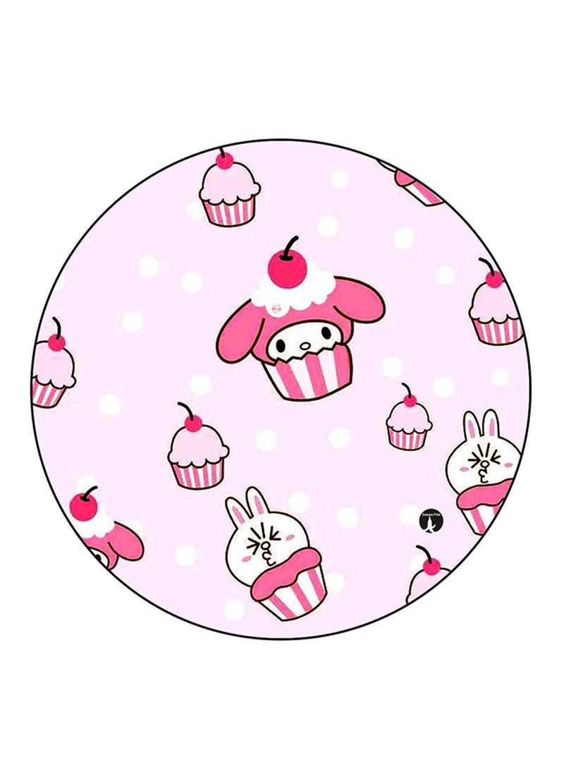 Rabbits Printed Mouse Pad  Round  Multicolour