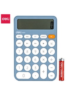 Deli DELI EM124 Desktop Calculator | 12 Digits | Solar & AAA Battery Dual Power | Assorted Colors (Pink/Blue/Green) | Ideal for Office, School & Home Use  - Image 1