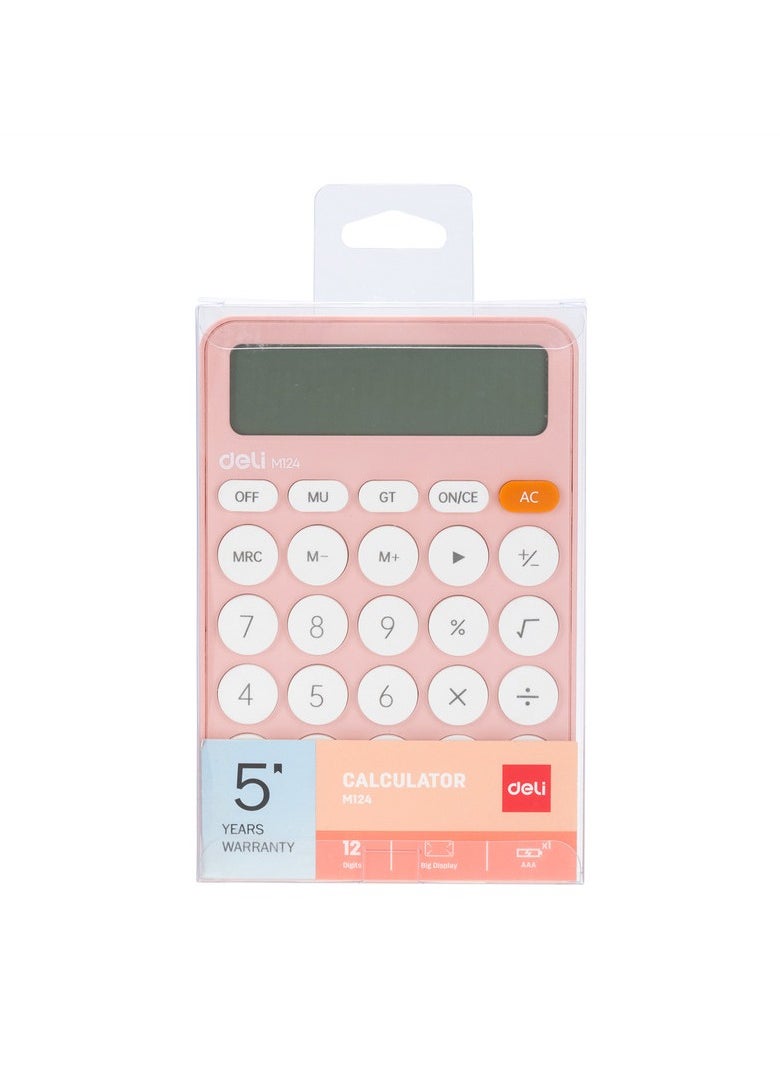 Deli DELI EM124 Desktop Calculator | 12 Digits | Solar & AAA Battery Dual Power | Assorted Colors (Pink/Blue/Green) | Ideal for Office, School & Home Use  - Image 3