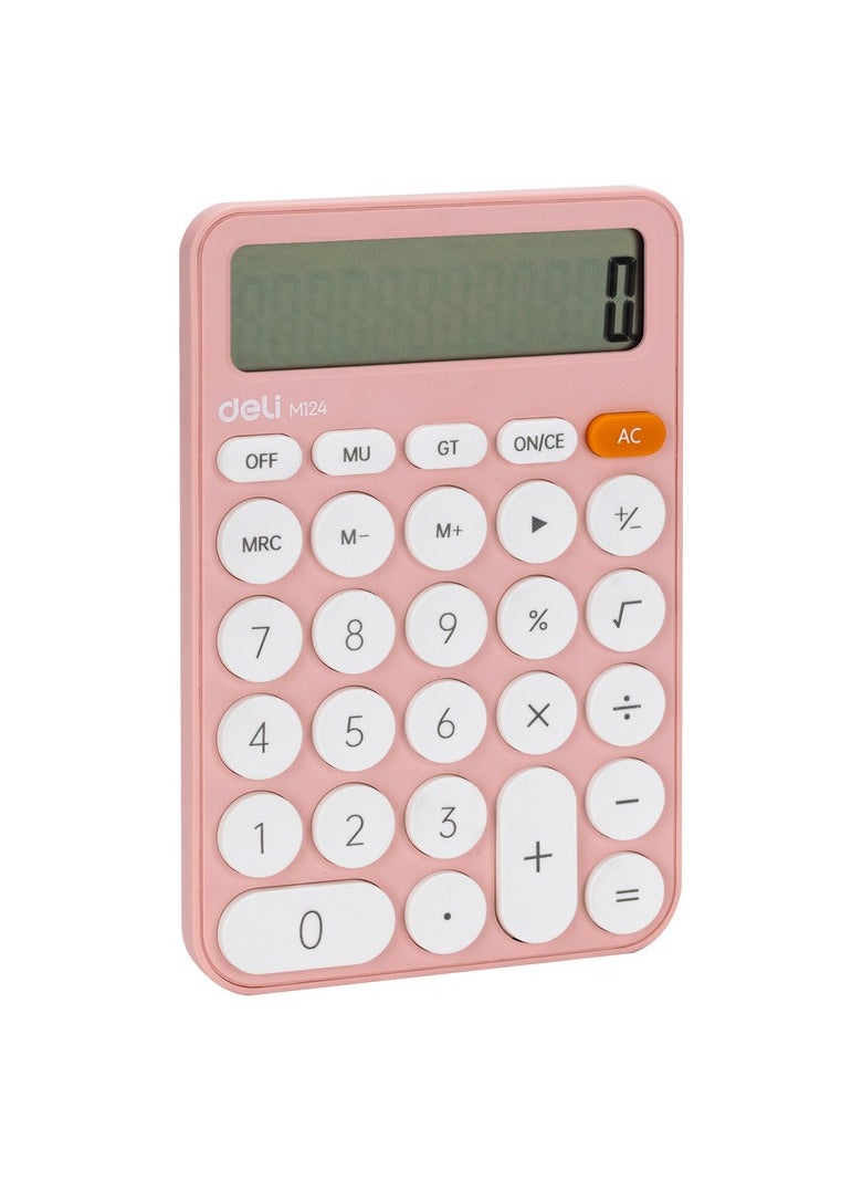 Deli DELI EM124 Desktop Calculator | 12 Digits | Solar & AAA Battery Dual Power | Assorted Colors (Pink/Blue/Green) | Ideal for Office, School & Home Use  - Image 2