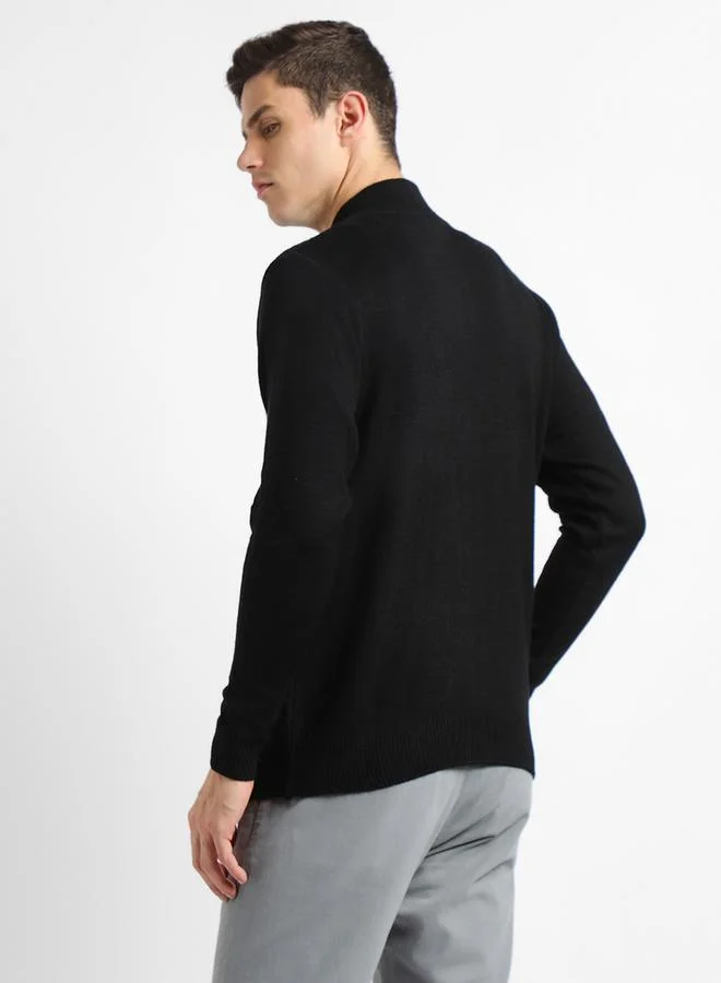 Dennis Lingo Mock Neck Slim Fit Cardigan with Front Zip by Styli
