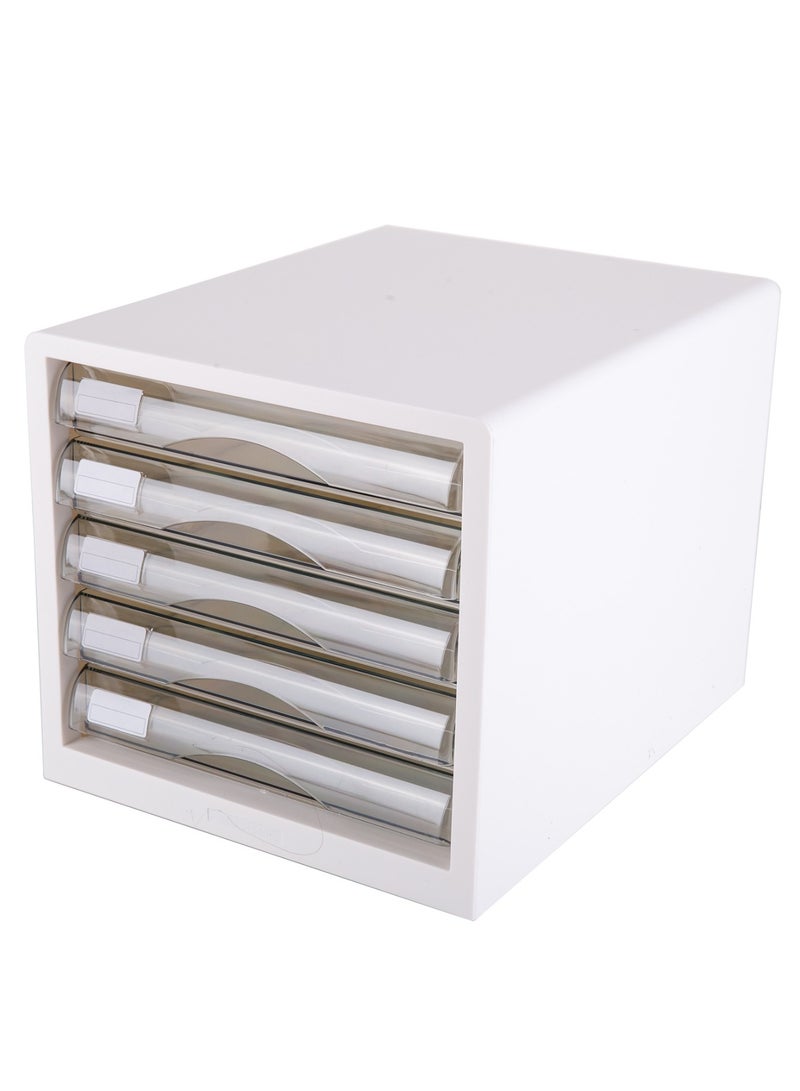 Deli 5-Drawer Desktop File Cabinet White - Image 1