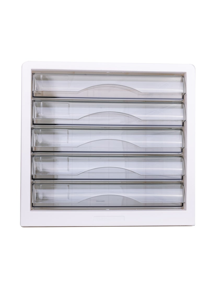 Deli 5-Drawer Desktop File Cabinet White - Image 3