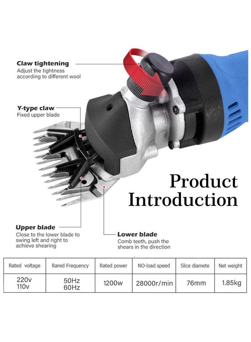 ZLH HITY Sheep Shears 1200W, Professional Electric Sheep Clippers, Farm Livestock Grooming Kit, 6 Speed Heavy Duty Electric Shears for Thick Coat Animals - Image 5