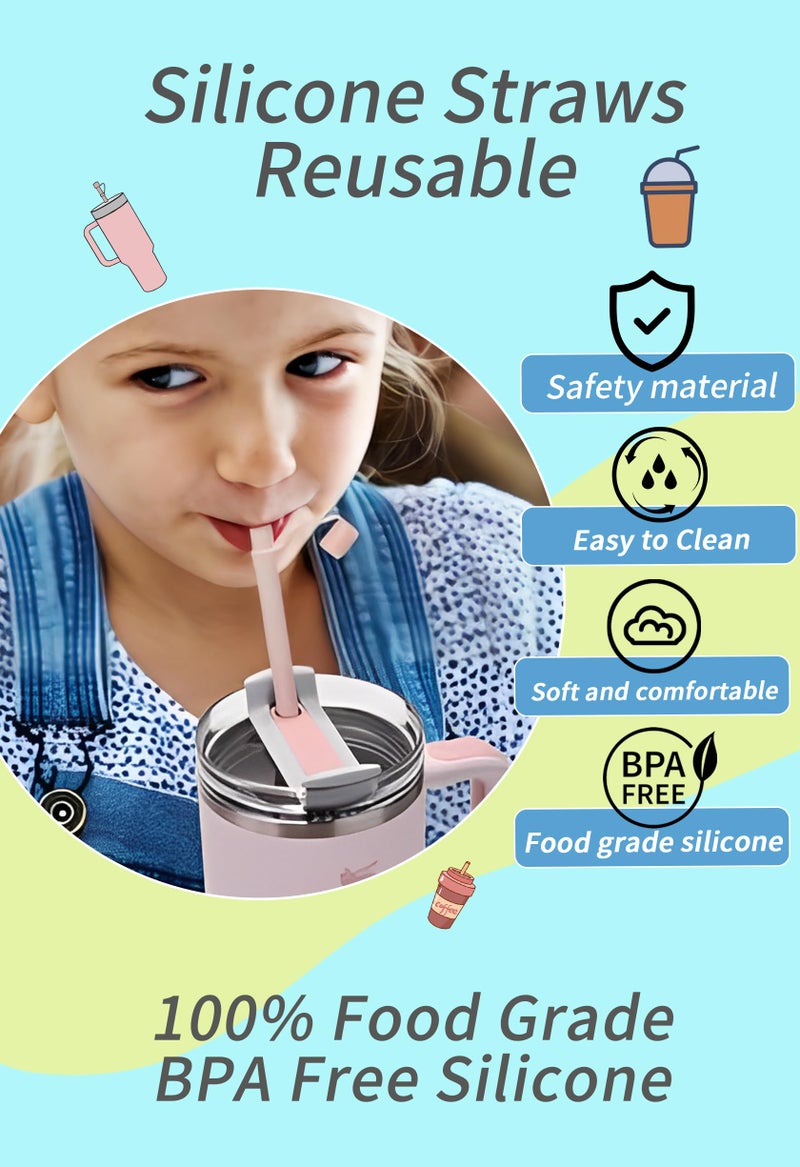 Doboli Reusable Replacement 12 inch Long Silicone Straw With Cover, Stocking Stuffers Gifts for Women Men Teens Girls Boys, Compatible with Stanley Tumbler Cup Accessorie 40 oz 30 oz (6 Pack) - Image 5