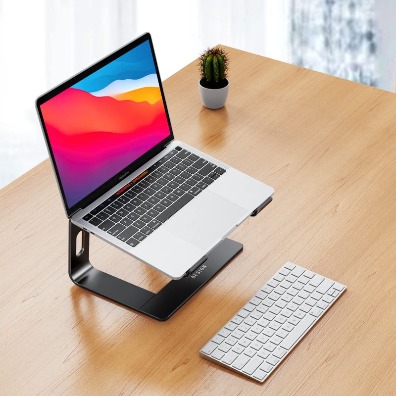 BESIGN LS03 Aluminum Laptop Stand, Ergonomic Detachable Computer Stand, Riser Holder Notebook Stand Compatible with Air, Pro, Dell, HP, Lenovo More 10-15.6" Laptops, Black - Image 2