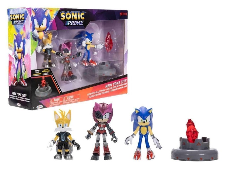Sonic Prime 2.5" Figure Multipack with Sonic, Tails Nine & The Prism Shard with display base! - Image 1