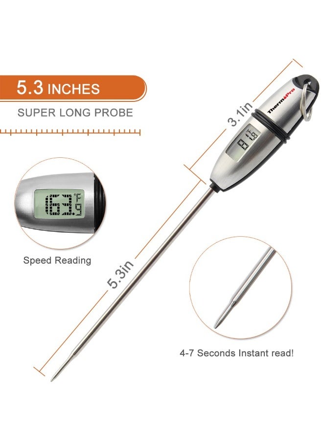 ThermoPro Tp-02S Instant Read Meat Thermometer Digital Cooking Food Thermometer With Super Long Probe For Grill Candy Kitchen Bbq Smoker Oven Oil Milk Yogurt Temperature - Image 5