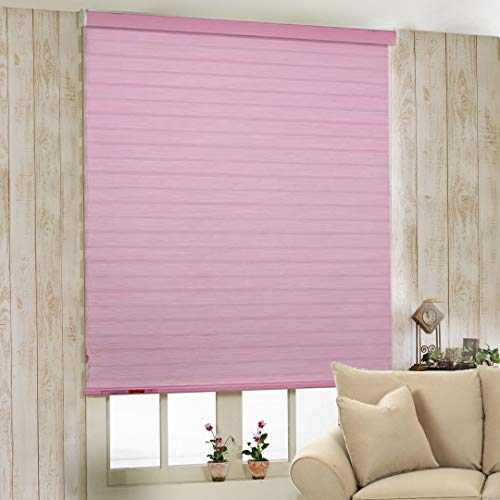 ZEBRA BLINDS Polyester Zebra Blind for Windows Dual Layer Zebra Roller Shades Light Filtering Sheer Window Treatments Privacy Light Control for Day and Night, Color Pink, W130XH130CM - Image 1