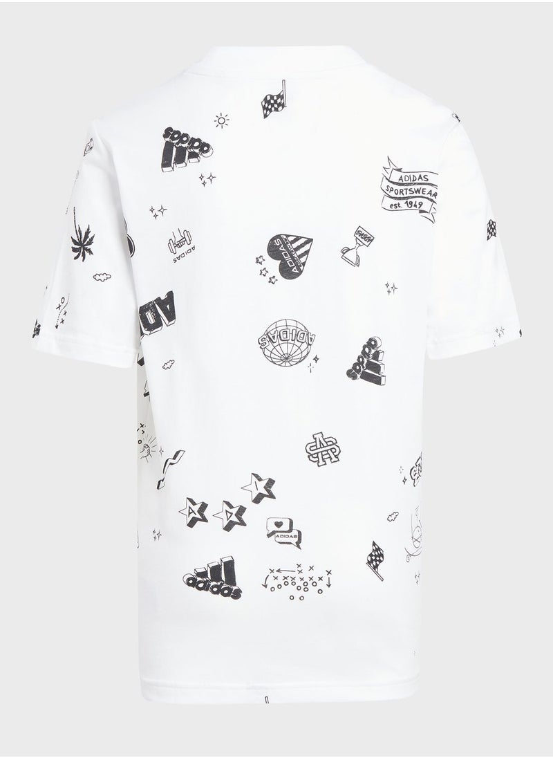 Adidas - Brand Love Allover Print T-Shirt Kids - Image 1
