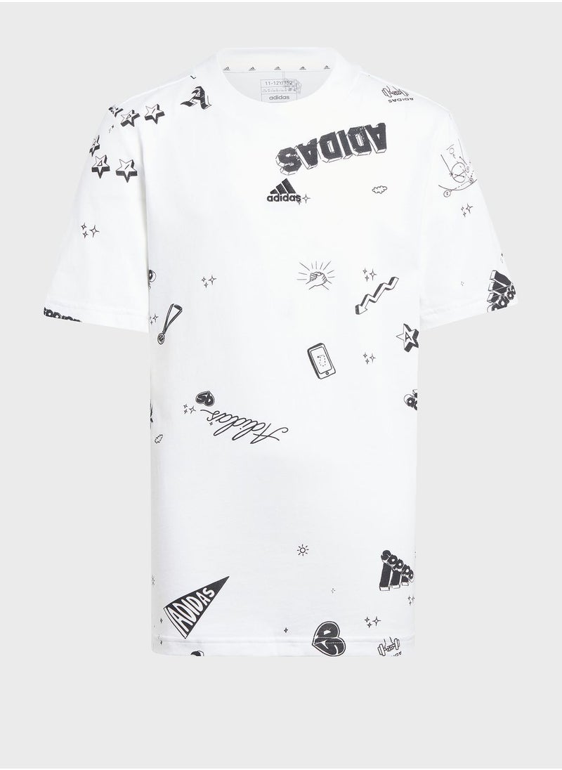 Adidas - Brand Love Allover Print T-Shirt Kids - Image 1