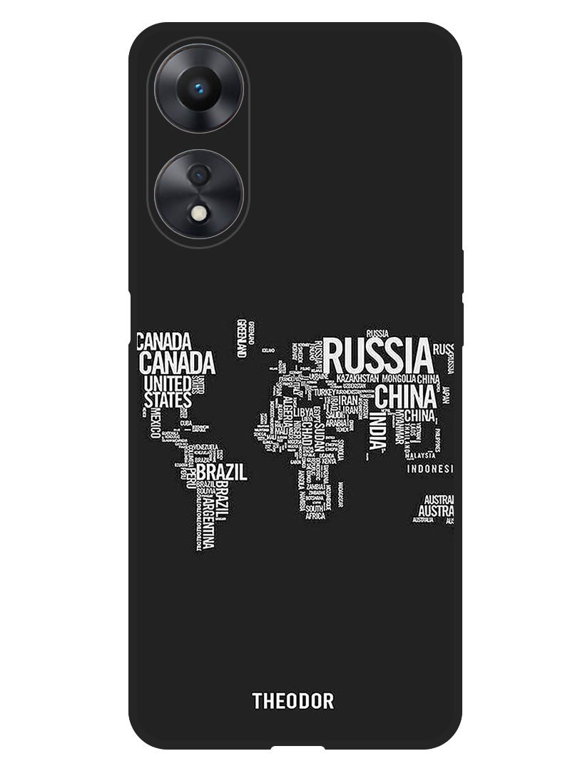 Theodor Protective Case Anti Scratch Shock Proof Bumper Cover For Oppo A98 Written World Map - Image 1