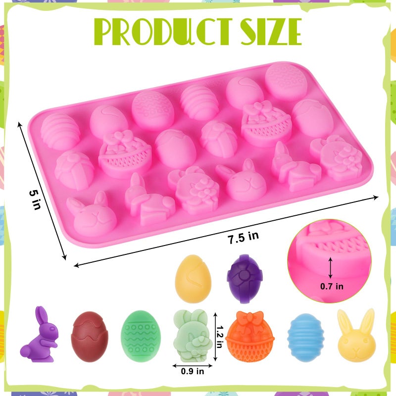 KINYFY 2 Pack Easter Silicone Molds, 3D Rabbit Egg Basket Silicone Mold, Easter Chocolate Molds for DIY Gummies Jello Ice Cube Jelly Chocolate Candy Cakes Decorations - Image 2