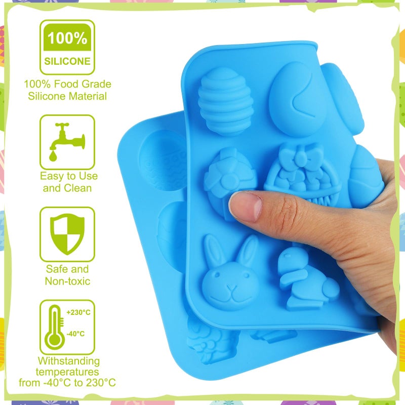 KINYFY 2 Pack Easter Silicone Molds, 3D Rabbit Egg Basket Silicone Mold, Easter Chocolate Molds for DIY Gummies Jello Ice Cube Jelly Chocolate Candy Cakes Decorations - Image 5