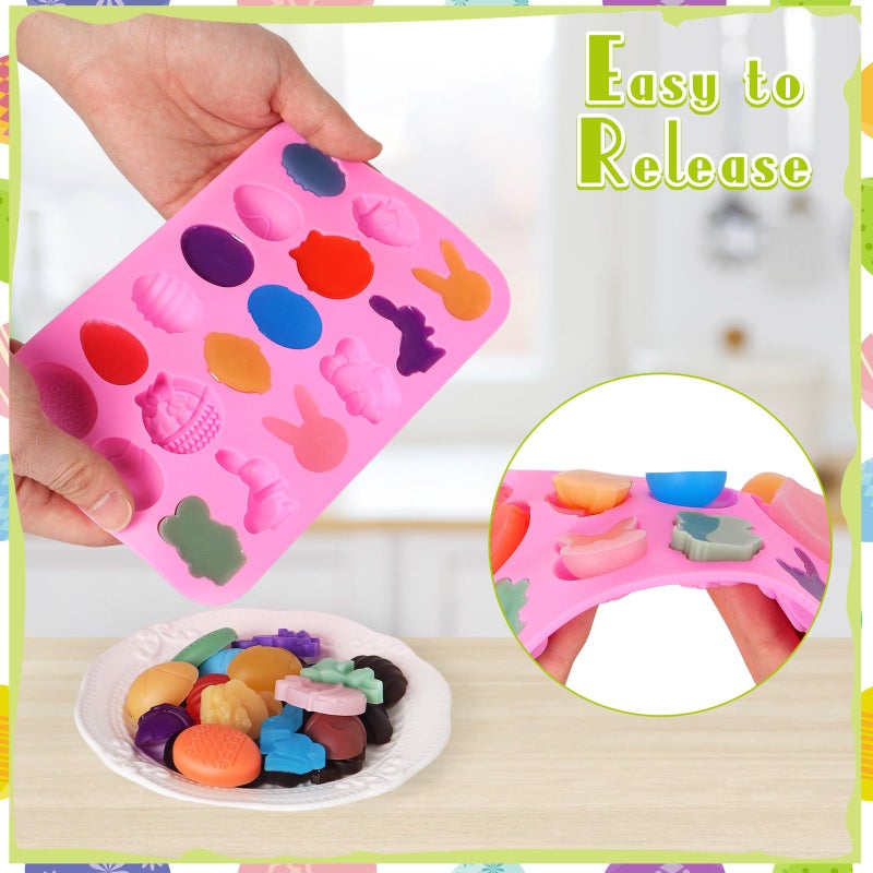 KINYFY 2 Pack Easter Silicone Molds, 3D Rabbit Egg Basket Silicone Mold, Easter Chocolate Molds for DIY Gummies Jello Ice Cube Jelly Chocolate Candy Cakes Decorations - Image 4