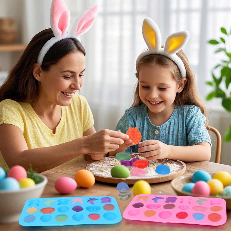 KINYFY 2 Pack Easter Silicone Molds, 3D Rabbit Egg Basket Silicone Mold, Easter Chocolate Molds for DIY Gummies Jello Ice Cube Jelly Chocolate Candy Cakes Decorations - Image 3