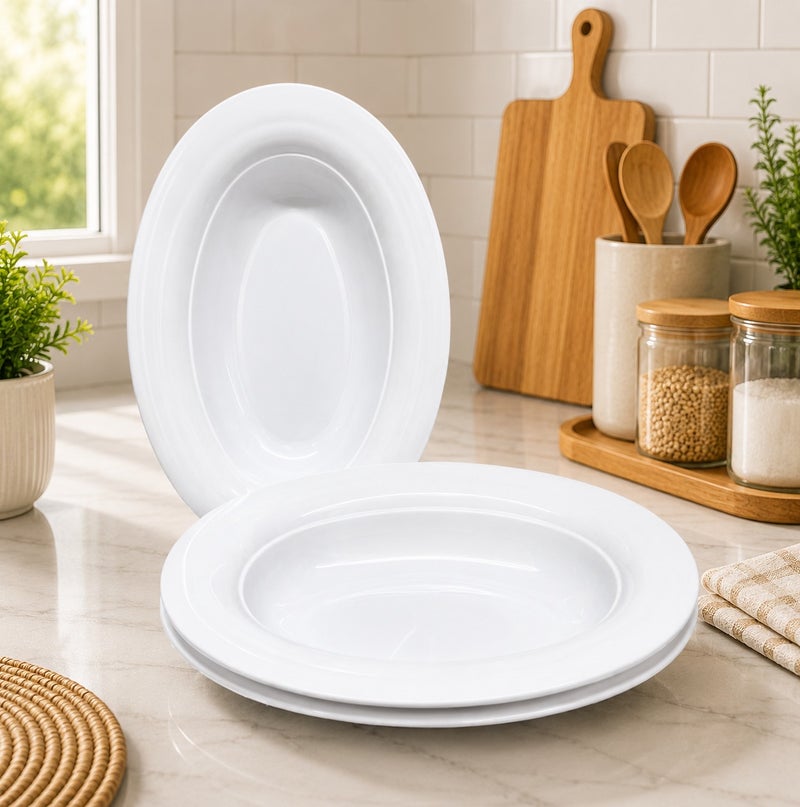 Plastic Serving Platter 3pcs White - Image 1