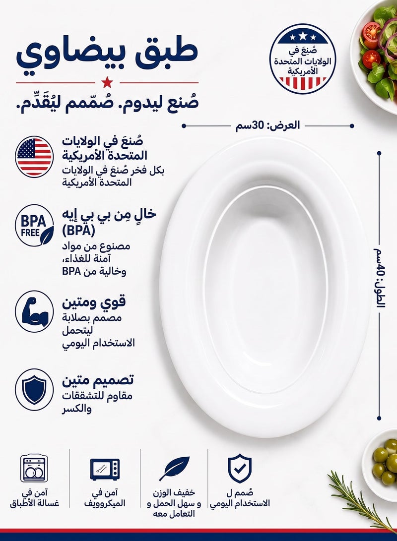 Plastic Serving Platter 3pcs White - Image 2