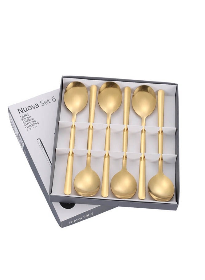 INSENSE Coffee dessert spoon, stainless steel spoon, creative long-handled spoon cutlery gift box set, six-piece set - Image 1