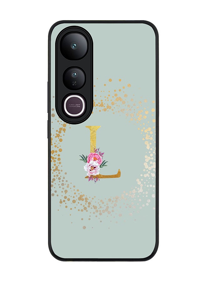 Stylizedd For vivo V50 Lite Case,Slim fit Camera Protection, Shockproof Thin Phone cover  - Custom Monogram Floral - L  (Light Grey )