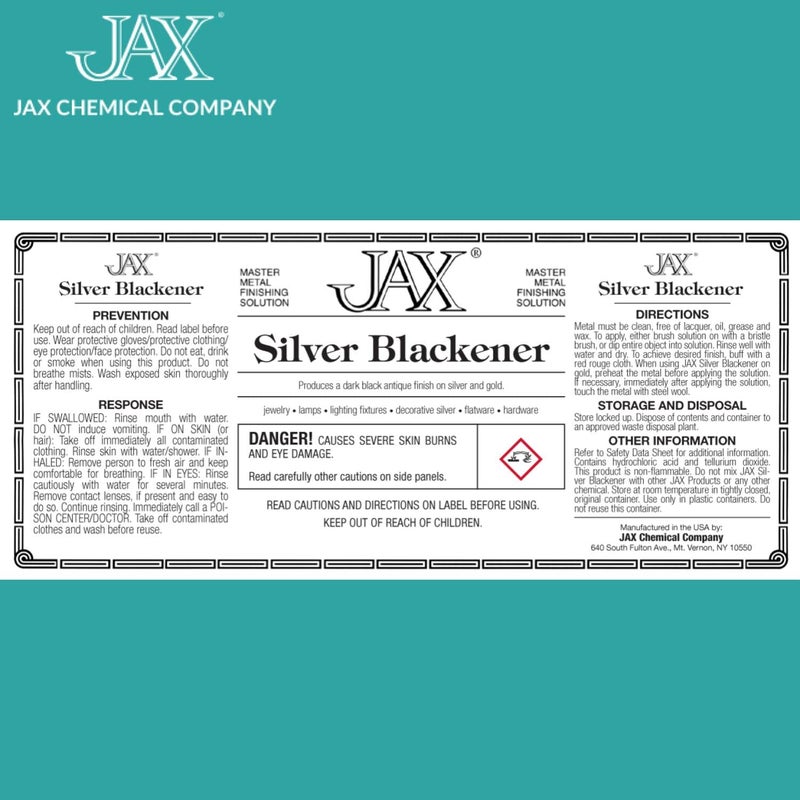 JAX Silver Blackener - Metal Finishing Solution - Antique Finish Without Heat or Electricity - Pint - Image 2