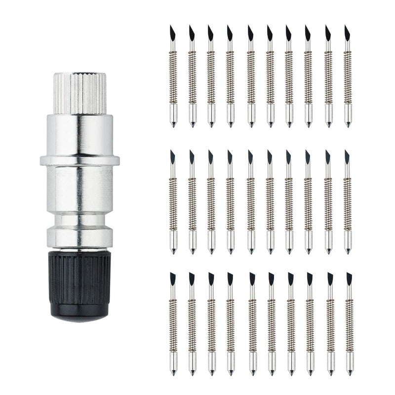 CB09 CB09U Blade Holder Base Compatible with Graphtec ï¼Œ with 30 Pcs Cutting Blades (30/45/60 Degree) Holder Base for Silhouette Cameo 1 2 3/Portrait/Curio/Graphtec 6000/CE 5000-60 Plotter
