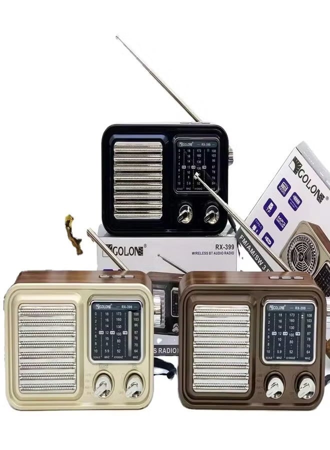 جولون راديو صوتي لاسلكي بتقنية البلوتوث، مزود بثلاثة نطاقات راديو FM/AM/SW - RX399 - Image 1