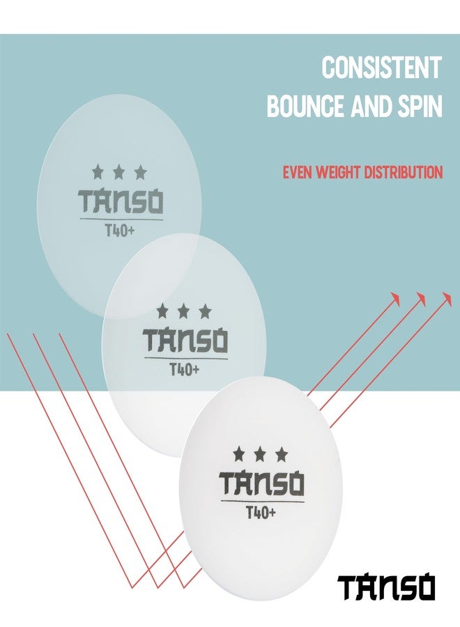 Tanso T40 3 Star Table Tennis Balls High Performance TT Balls (40+ mm TT Balls for Professional, 3 Star ABS Plastic Table Tennis Ball White 6 Pcs, Extremely Durable 3Star Ping Pong Ball) - Image 4