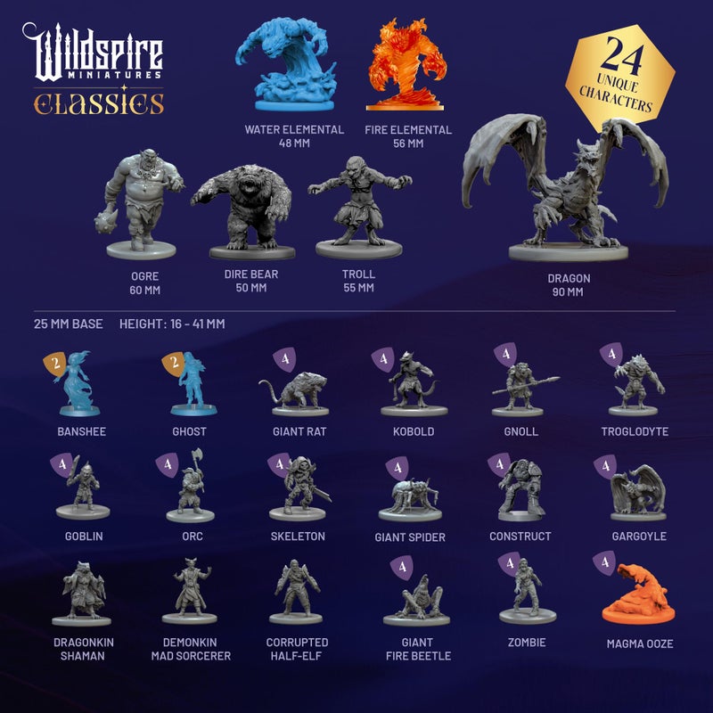Wildspire Classic Encounters - Essential Set - 65 Iconic DND Miniatures Bulk Monsters, 28mm, Unpainted Tabletop RPG DND Minis Figures, Dungeons & Dragons D&D Miniatures, Fantasy D&D Figures, Assembled Unprimed - Image 3
