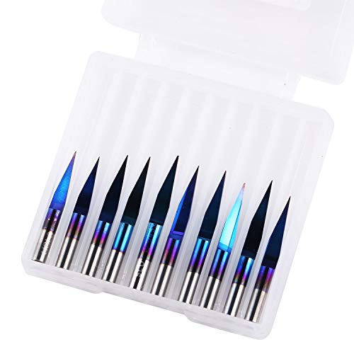 Genmitsu 10Pcs Nano Blue Coat Engraving Bits, 15 Degree 0.1mm Tip 1/8" Shank Conical V-Bit - Image 5