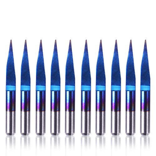 Genmitsu 10Pcs Nano Blue Coat Engraving Bits, 15 Degree 0.1mm Tip 1/8" Shank Conical V-Bit - Image 1
