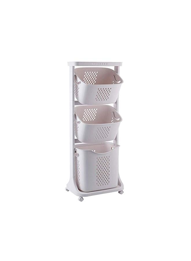 U-HOOME Laundry Basket With Wheel Rolling Laundry Sorter 3-Tier Basket Stand With 6 Side Hooks For Kitchen Bathroom Trolley Dirty Clothes Bag Washing Bin School Beauty Salon Utility Organizer Cart - Image 2