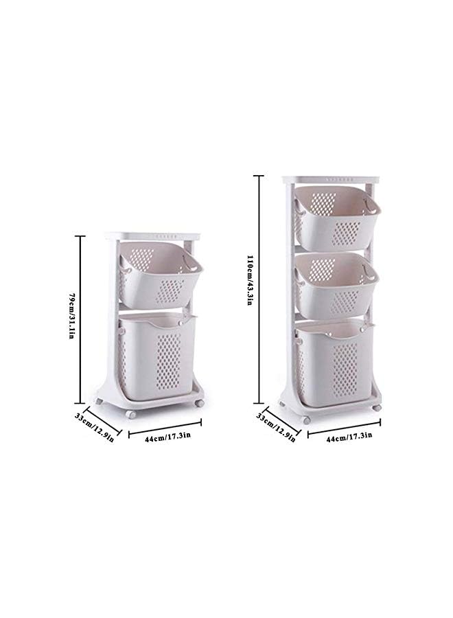 U-HOOME Laundry Basket With Wheel Rolling Laundry Sorter 3-Tier Basket Stand With 6 Side Hooks For Kitchen Bathroom Trolley Dirty Clothes Bag Washing Bin School Beauty Salon Utility Organizer Cart - Image 4