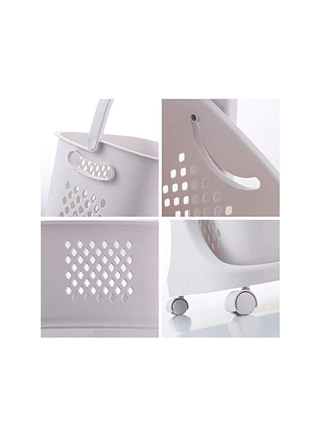 U-HOOME Laundry Basket With Wheel Rolling Laundry Sorter 3-Tier Basket Stand With 6 Side Hooks For Kitchen Bathroom Trolley Dirty Clothes Bag Washing Bin School Beauty Salon Utility Organizer Cart - Image 3
