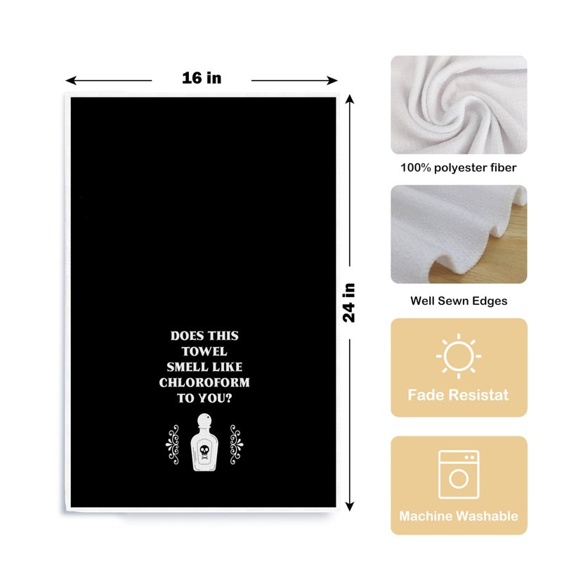 Qpenm Funny Kitchen Dish Towels -Funny Black Bathroom Hand Towel Decor, Gothic Bathroom Towel, Witchy Tea Towel 16 X 24 in - Image 5