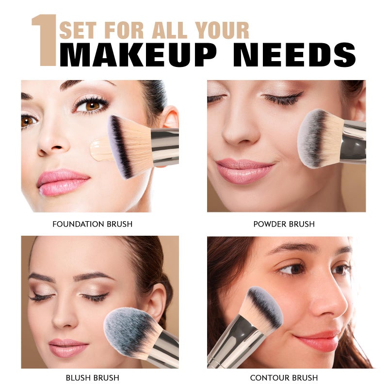 dpolla Foundation Makeup Brushes, 2Pcs Premium Dual-Ended Makeup Brush (Foundation, Powder, Blush & Contour Brushes) for Buffing Liquid, Cream, Powder, Blending Face Brush, Fit for Home, Travel & Gifting - Image 4